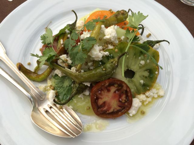 tomatoes, peppers, beans, cucumbers