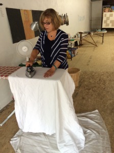 Peggy ironing